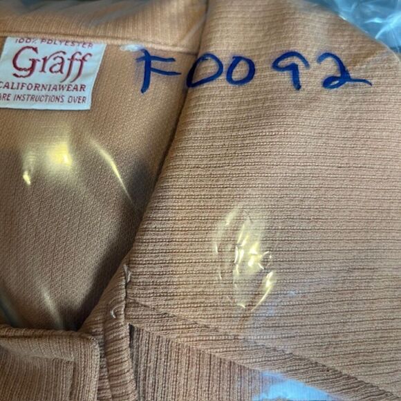 Graff Californiawear Vintage 70's Polyester Button Blazer Camel Great Cuffs! - Picture 9 of 9